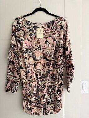 NWT Boston Proper Mod Scroll Blouson Top Size L